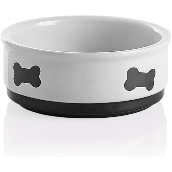 SWEEJAR Ceramic Dog Bowls with Bone Pattern, Dog Food Dish for Small Dogs, Porcelain Pet Bowl,16 oz (White)