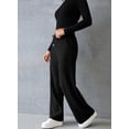 thumbnail image 5 of DOKOTOO Womens Ribbed Knit Pants Casual Drawstring Waisted Wide Leg Sweatpants Comfy Loose Lounge Pants with Pockets, 5 of 9
