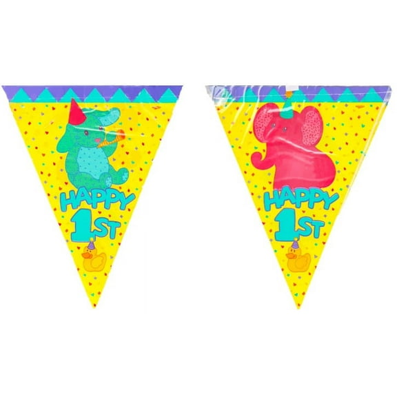 Various Noah's Ark 1st Birthday Flag Banner, 12ft