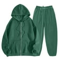 thumbnail image 4 of felwors Womens Sweatsuits 2 Piece Set Tracksuit 2025 Trendy Fall Long Sleeve Zip Up Sweatshirt And Sweatpants Jogger Sweatsuit Green, L, 4 of 4