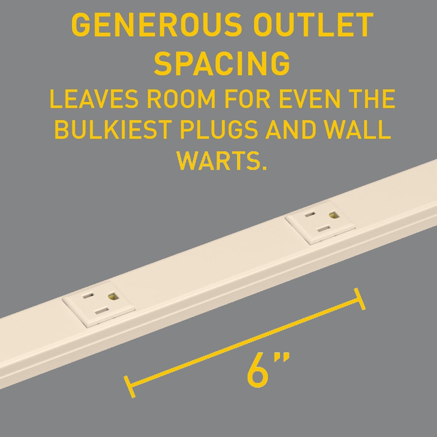 Wiremold PM36C 40" Ivory Plugmold On Wall 6 Outlet Power Strip