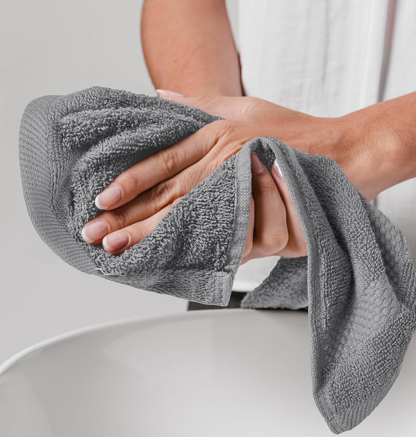 Classic Luxury Cotton Towels 13x13 Inch - 650 GSM Turkish Cotton | Hotel, Spa, Bathroom Face Towels | Pack of 12