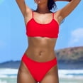 thumbnail image 2 of XMMSWDLA Girls Tankini Swimsuit Women'S High Waisted V-Neck Solid Tight Fitting Gathering Swimsuit Split Set Cute Tankini, 2 of 6