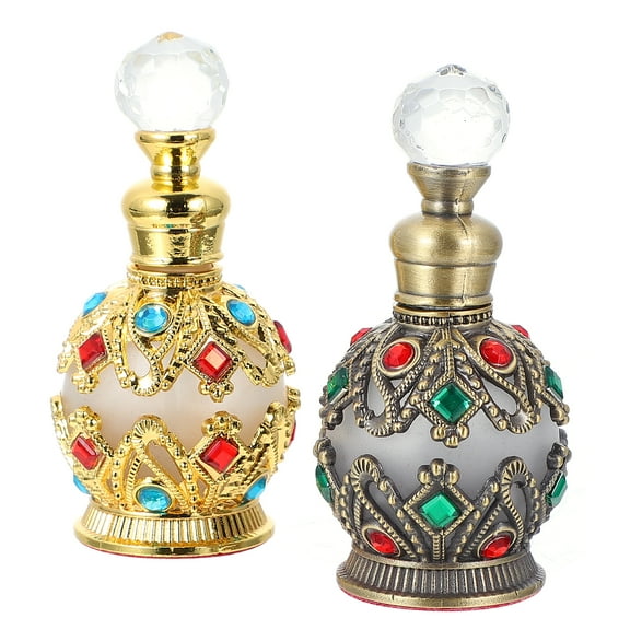 2pcs Glass Perfume Container Essential Oil Dispenser Empty Perfume Bottle (15ml)