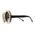 thumbnail image 4 of Large Crowned Rhinestone Round Circle Lens Hippie Diva Sunglasses Black Silver Smoke, 4 of 4