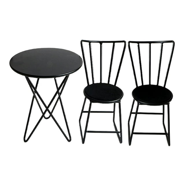 Juego de Sillas y Escritorio de Casa de Muñecas Sunnimix Mini Muebles Negro