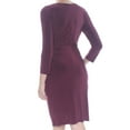 thumbnail image 3 of INC Womens Maroon Long Sleeve V Neck Knee Length Body Con Dress  Size: M, 3 of 3