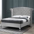 thumbnail image 7 of Pemberly Row Contemporary Crystal Tufted Velvet Platform Bed in Gray, 7 of 7