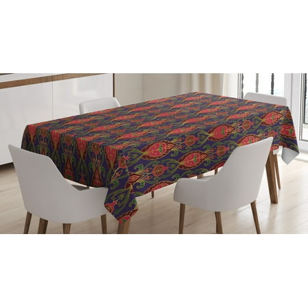 

Turkish Pattern Tablecloth Oriental Botanical Pattern with Pomegranates and Leaves on Indigo Backdrop Rectangular Table Cover for Dining Room Kitchen 52 X 70 Inches Multicolor by Ambesonne