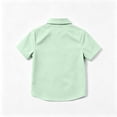 thumbnail image 4 of Kids Dress Shirt Girls Short Sleeve Peter Pan Blouse Elegant Bow Tie Button Down Casual Top for School Uniform Little Girls 3-12Y Cyan 150, 4 of 4