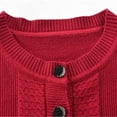 thumbnail image 5 of Plus Size Knit Button Cardigan for Elderly Women and Middle Aged Moms, Cozy Open Front Sweater with Soft Comfort Fit, Warm Casual Outerwear for Daily Wear in Fall, Winter and Spring Seasons Red XXXL, 5 of 9