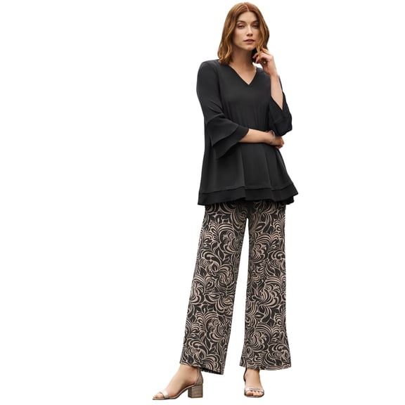 Jessica London Women's Plus Size Ruffle Layered Sleeve Top
