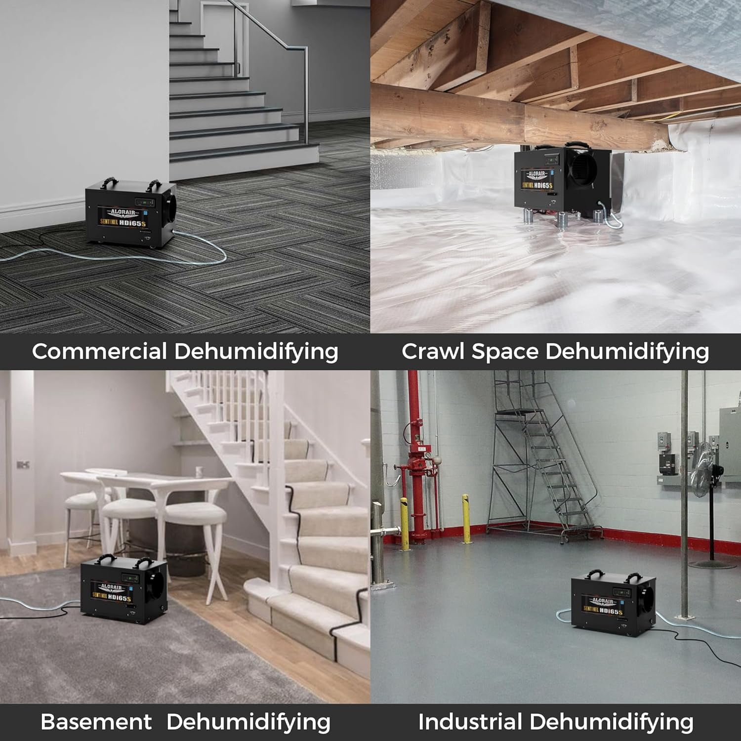 ALORAIR 120 PPD Commercial Dehumidifiers with Pump and Hose, Crawl Space Basement Dehumidifier, Industry Water Damage Unit, Compact, Portable, Auto Defrost, Memory Starting
