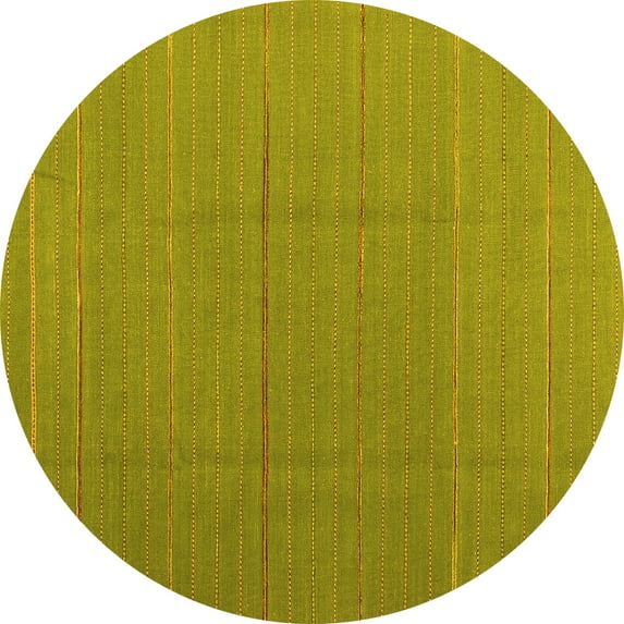 Ahgly Company Indoor Round Abstract Yellow Contemporary Area Rugs, 4' Round