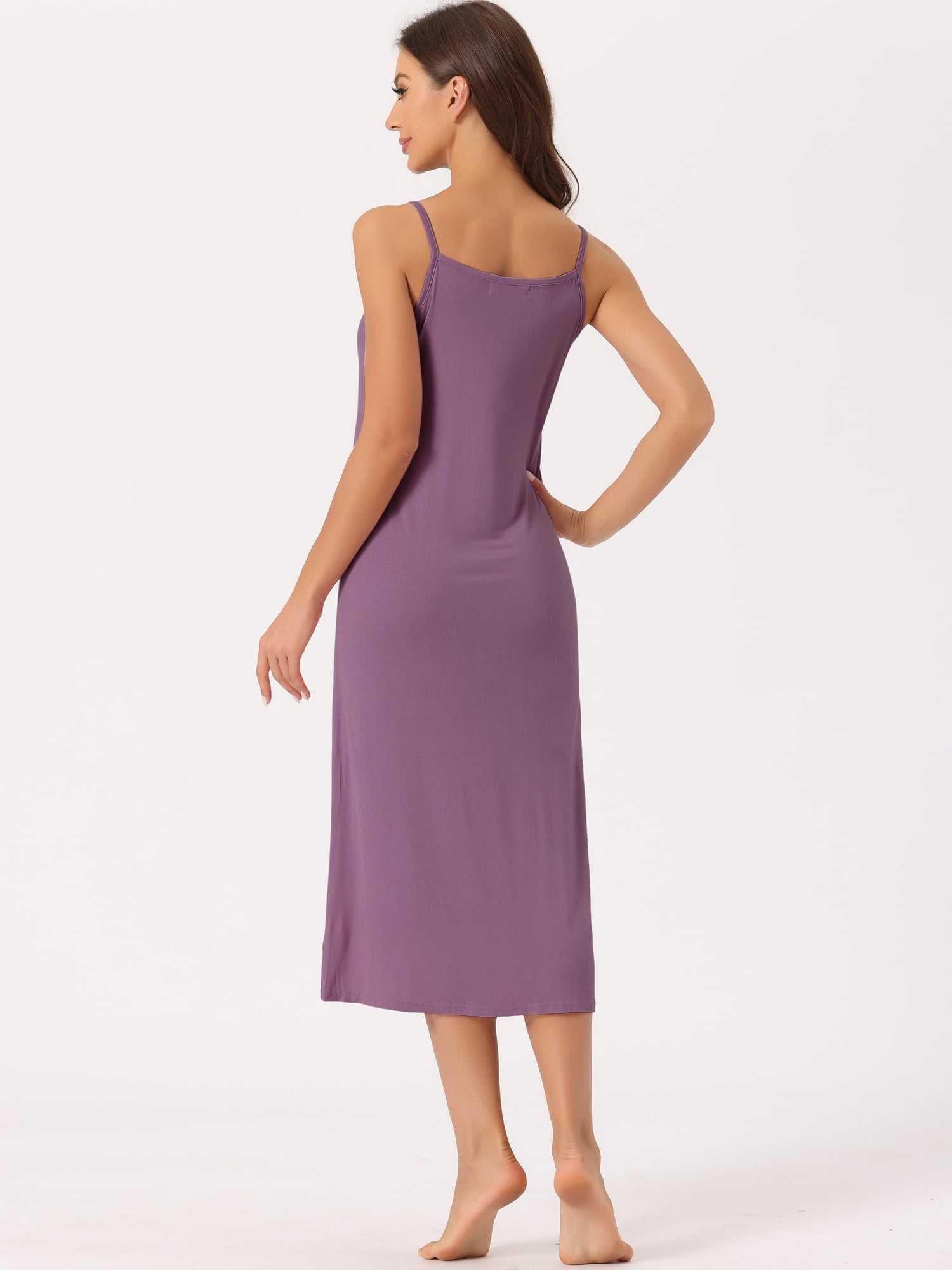 DARING DIVA Women's Spaghetti Strap Full Slip Midi Under Dress XS Purple