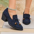 thumbnail image 2 of X-737 Blue Ladies Casual Loafers Pointed Toe Mid Heel Slip On Comfortable Suede Dress Shoes For Women, 2 of 9