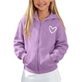 thumbnail image 4 of BLVB Boys Girls Zip up Hoodies Teen Full-Zip Heart Graphic Sweatshirts Jacket Casual Fall Outwear with Pocket(Purple,5-6 Years), 4 of 8
