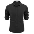thumbnail image 3 of COOFANDY Mens Dress Shirt Long Sleeve Casual Button Up Slim Fit Dress Shirts Lightweight Camp Collar Shirt, 3 of 9