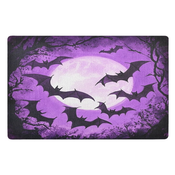 BZSMCE Floor Mats 32x20in Lovely Bats Flying Purple Moon Creativity Doormats