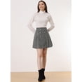 thumbnail image 4 of Mini Falda de tweed a cuadros Allegra K elegante Talle Alto Blanco negro L, 4 of 5