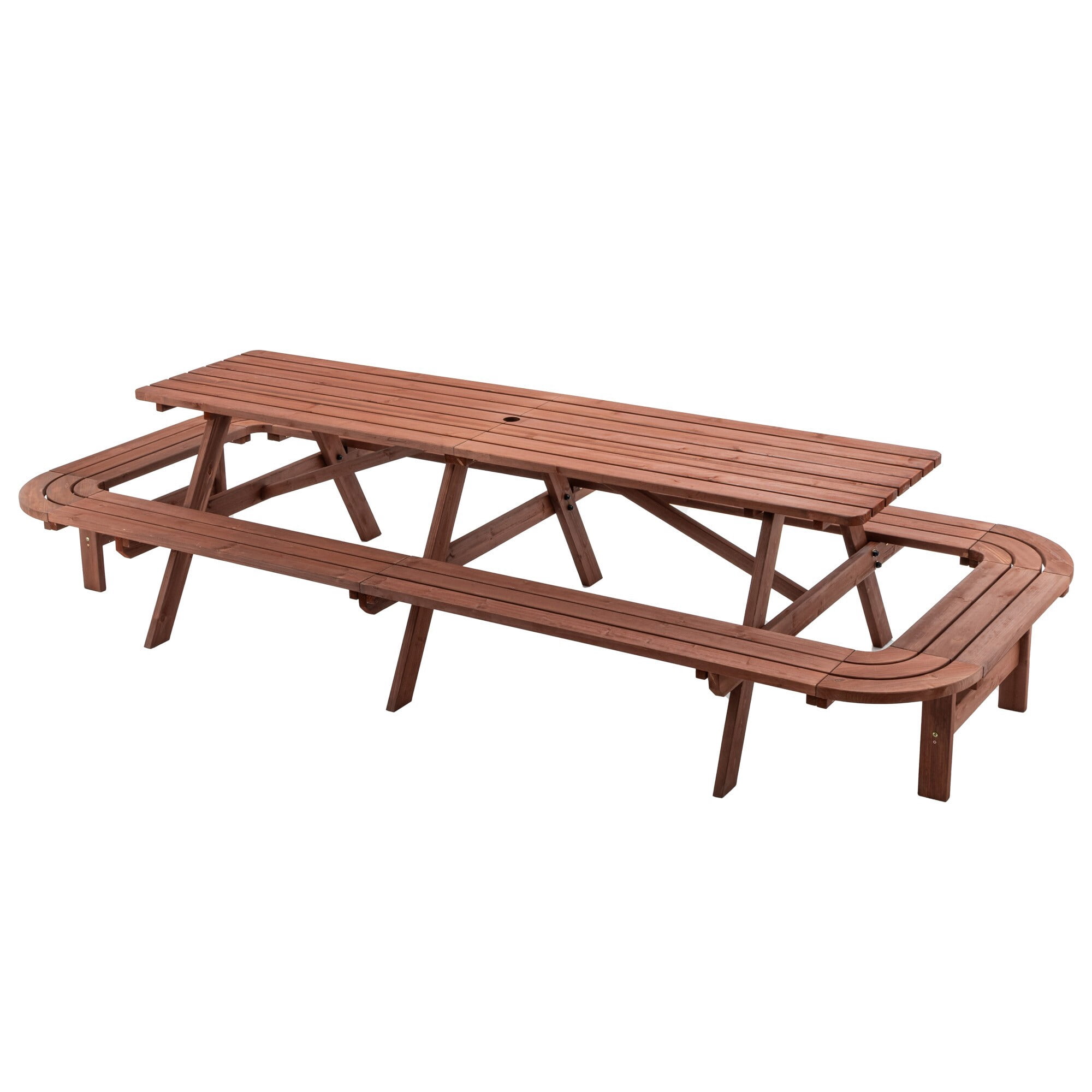 DEALTOPS 8ft Class Extra Long Picnic Table Seats 14-16, Heavy Duty Wooden Outdoor Party Dining Set for Patio