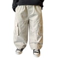 thumbnail image 2 of FAOWME Big Child Boys Cargo Pants With Pockets Elastic Waist Solid Color Wide Leg Comfortable Loose Fit Casual Trousers For Daily Wear White 18-24 Months, 2 of 9