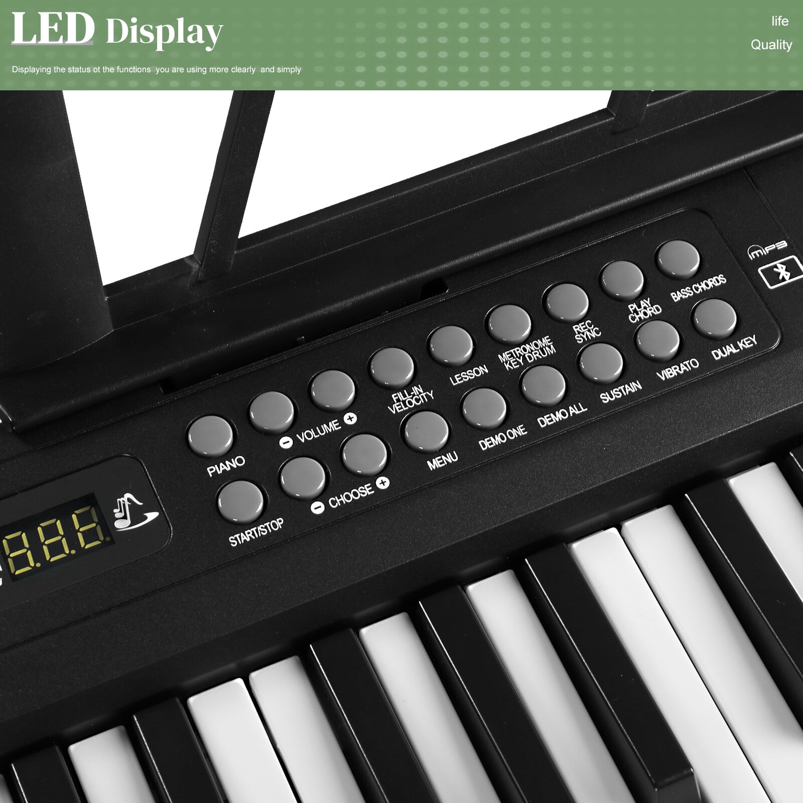 LINJH 61Key Folding Piano Semi-Weighted Standard Keyboards Digital Piano,Bluetooth,Bag