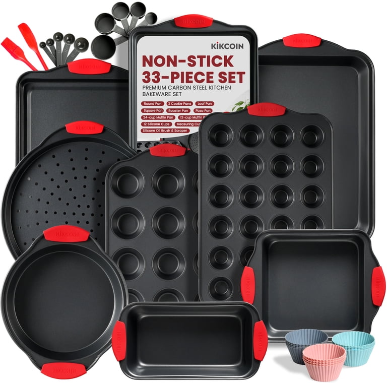Kikcoin 33-Piece Nonstick Bakeware Set with Silicone Handles photo 1