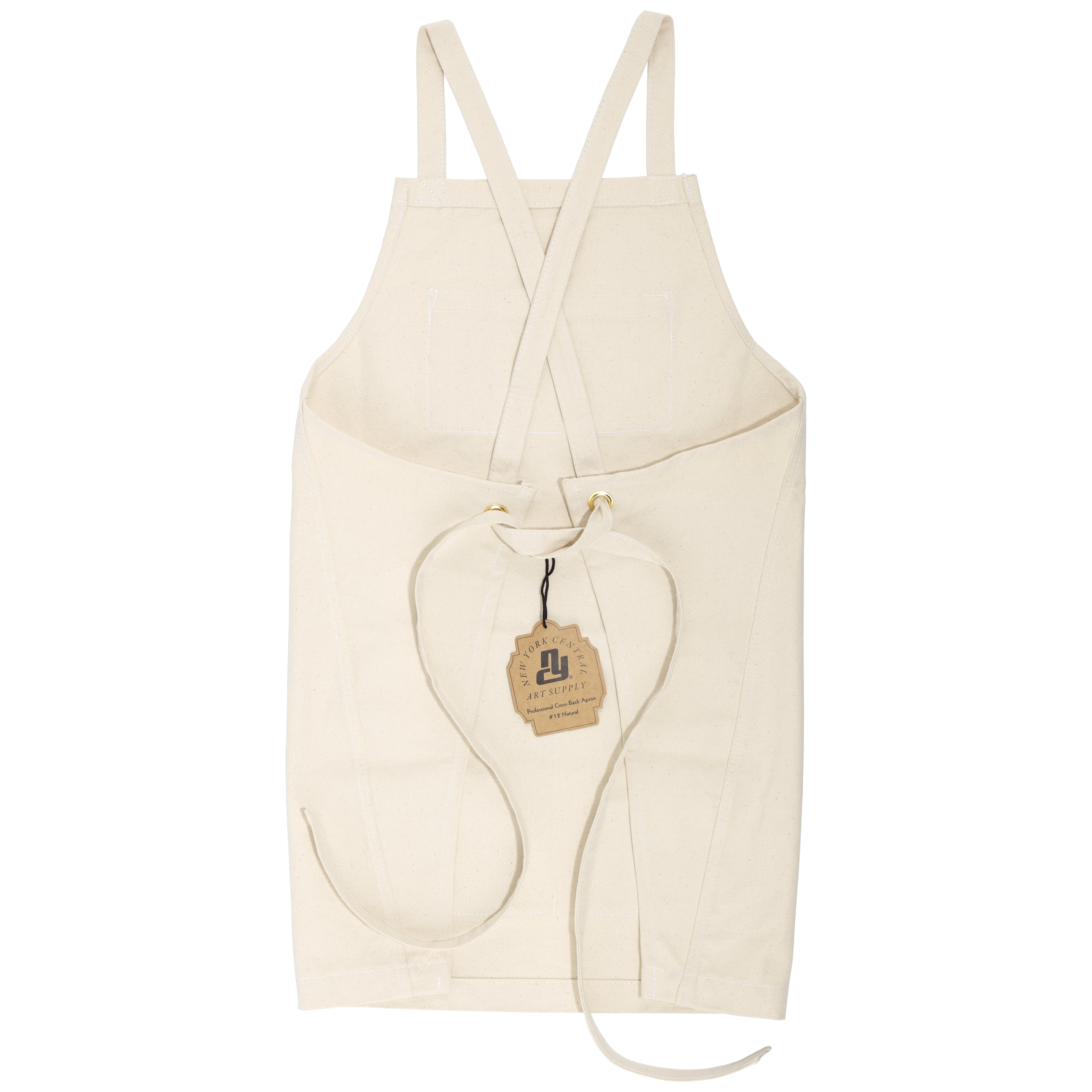 New York Central Professional Canvas Artist Apron Cross Back Adjustable Strap, 4 Pockets, Painting, Woodworking, Gardening, Cooking - Natural Color, Men & Women