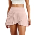 thumbnail image 2 of Tennis Skirts for Women Asymmetrical Slit Pleated Athletic Golf Skorts Mini Skirt, 2 of 6