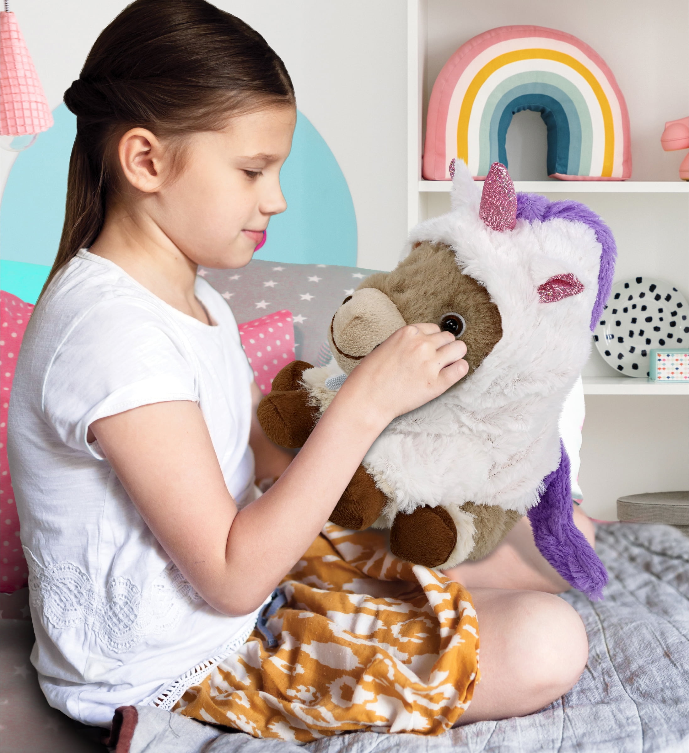 DolliBu Squat Reindeer Unicorn Plush Stuffed Animal Toy - Super Soft Reindeer Unicorn Dress Up with Removable Plush Unicorn Outfit, Cute Fantasy Wildlife Plush Gift for Kids and Adults - 8.5 Inches