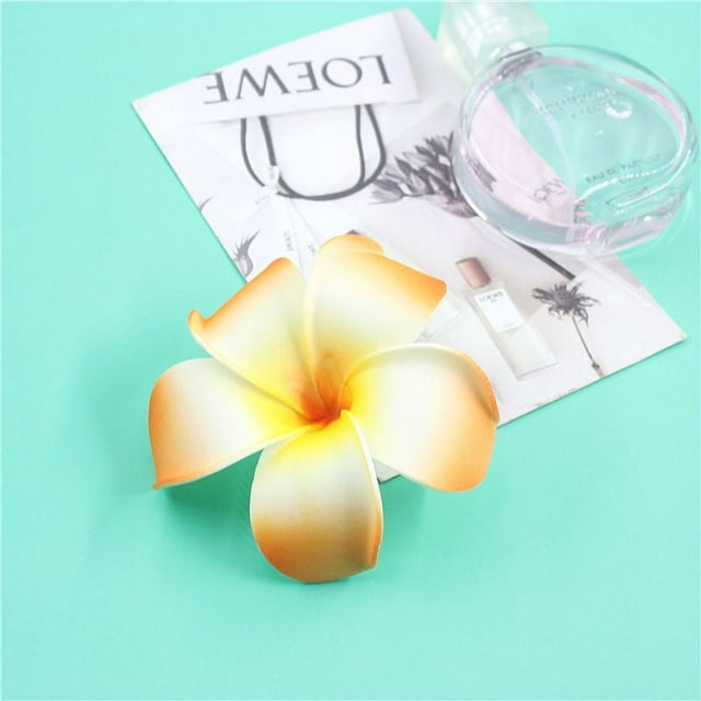 Nvzi 10 piezas de 9 cm de flores artificiales de espuma hawaiana Plumeria Frangipani para decoración de fiestas de bodas - (Color: amarillo)