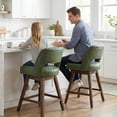 thumbnail image 5 of Usaint Distressed Faux Leather Swivel Bar Stools Set of 2 Cutout Backrest Solid Wood Legs for Kitchen Island Counter Chairs,Green, 5 of 11