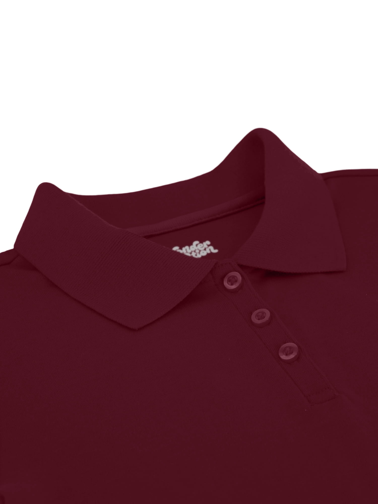 Wonder Nation Girls School Uniform Interlock Short Sleeve Polo Shirt, Sizes 4-18 & Plus