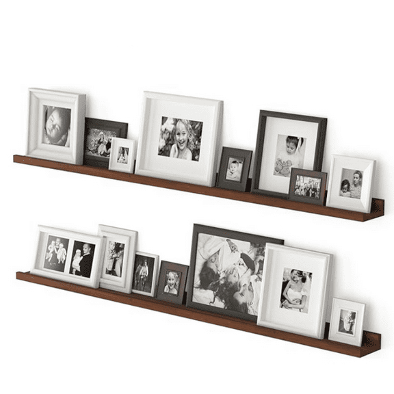 48" Long Floating Shelves for Wall, Narrow Picture Ledge Shelf Set of 2, Floating Shelf Unit, Wall Shelves Walnut Color