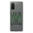 thumbnail image 1 of DistinctInk Clear Shockproof Hybrid Case for Galaxy S20 PLUS / 5G (6.7" Screen) - TPU Bumper Acrylic Back Tempered Glass Screen Protector - I Am In-TENT on Camping, 1 of 2
