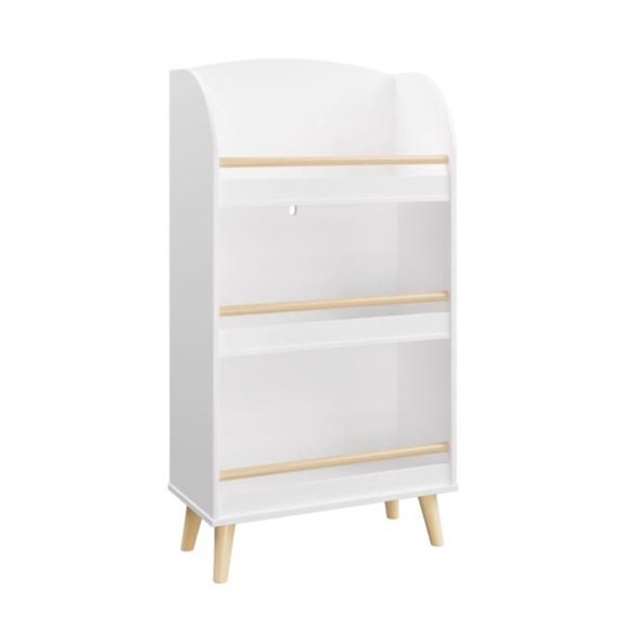 Kids Bookshelf 3-Tier Bookcase, Book Organizer for Toddlers, Toy Storage Cabinet, White Finish as picture