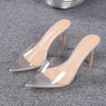thumbnail image 5 of Modisza Slip on Stiletto Heels for Women Open Pointed Toe Dressy Sandals Ladies Summer Vacation Sandal Party Dressy Slides Silver Size 7, 5 of 5