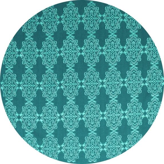 Ahgly Company Machine Washable Indoor Round Abstract Turquoise Blue Contemporary Area Rugs, 7' Round