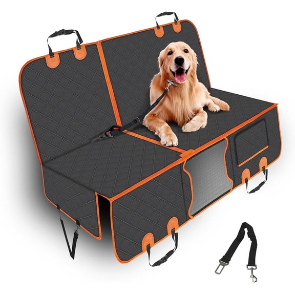 Dog Car Seat Cover with Hammock Design – 600D Heavy Duty Waterproof & Scratch-Resistant Rear Seat Protector for Dogs, Non-Slip Back Seat Covers for Cars, Trucks, SUVs