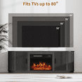 thumbnail image 6 of BOSSIN 70" Fireplace TV Stand with Sliding Doors, Mid-Century Modern Entertainment Center with Electric Fireplace & Storage, Black, 6 of 10