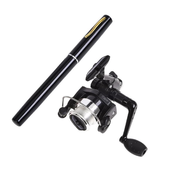 Pocket Foldable Fishing Rod Reel Set, Small Pen Fishing Rod Set Pen Shaped Telescopic Fishing Rod with Fishing Reel