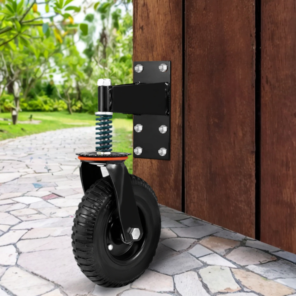 8" Heavy Duty Fence Gate Wheel, 600lbs Load Capacity Spring Loaded Casters, 360° Rotation for Uneven Surfaces