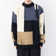 thumbnail image 4 of HaoXianJian Men's Crewneck Sweater Color Block Elastic Sweatshirt Soft Thermal Knitted Sweater Color Block Geometric Texture Long Sleeve Casual Pullover Shirt, 4 of 8