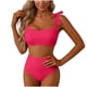 thumbnail image 2 of Trajes de baño para mujer, traje de baño de bikini de tirantes sin espalda de color liso para mujer, conjunto de bikini con bloques de color y hombros descubiertos, trajes de baño para mujer, trajes d, 2 of 5