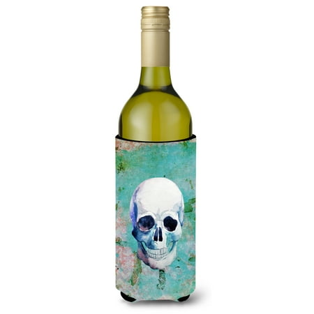 

Carolines Treasures BB5123LITERK Day of the Dead Teal Skull Wine Bottle Beverge Insulator Hugger Wine Bottle