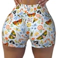 thumbnail image 2 of Honeii Insects and Flowers Print Women's Workout Shorts, Gym Shorts for Active Wear, Sports Shorts,Women's Running Shorts,Quick Dry Athletic Shorts-Large, 2 of 8