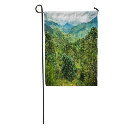 - SIDONKU Green Jamaica Blue Mountains Orange Coffee Peak Plantation Cloud Field Garden Flag Decorative Flag House Banner 12x18 inch