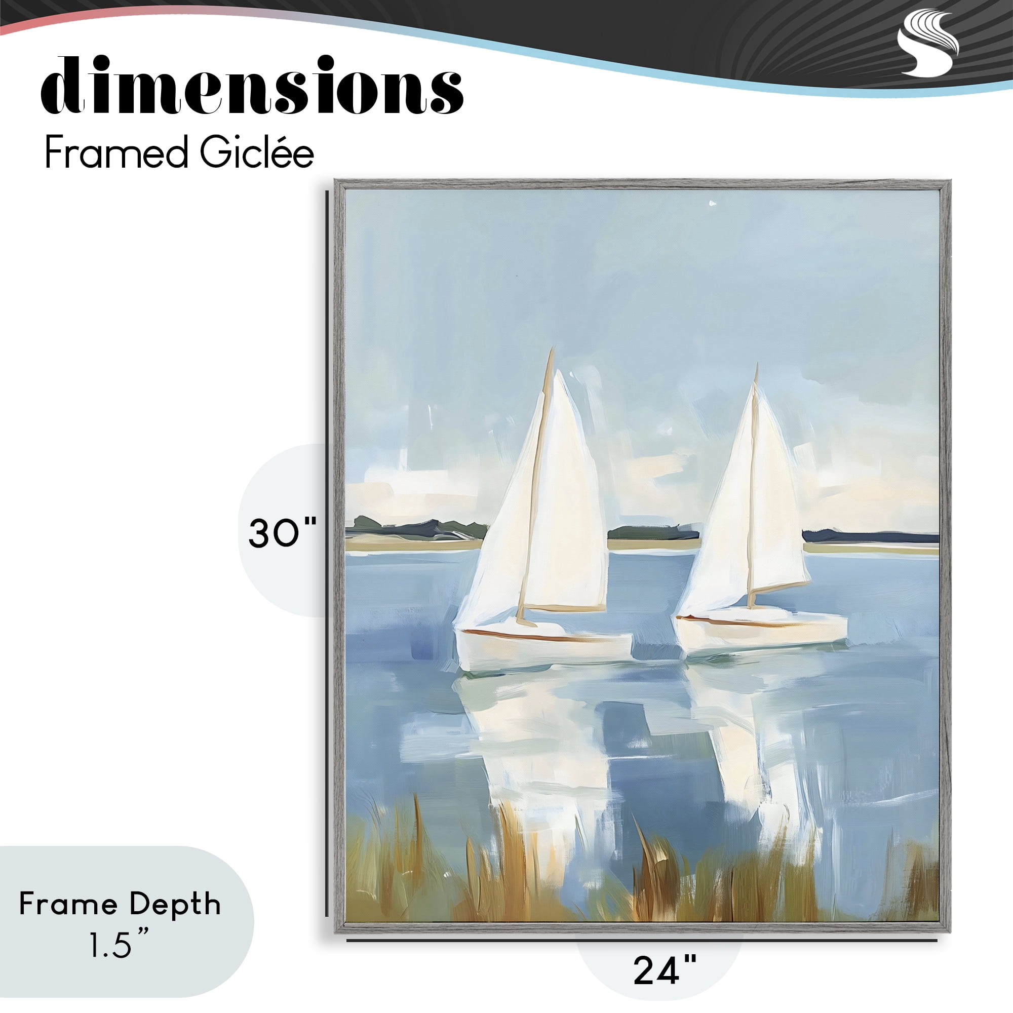 Stupell Industries Twin Sailboats By Shore Gray Framed Giclee Art, design by The Prints Vibe