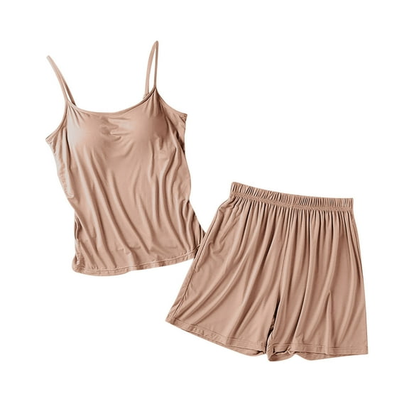 Women Cami Pajamas Set Spaghetti Strap Sleepwear Summer Loungewear Lightweight 2 Piece Nightwear Homewear Pjs